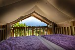 Glamping: Air Lodge Schlafzimmer am Camping Lago di Levico / Trentino (Foto: Glamping.Info)
