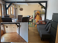 Bild: Vorher/Nachher-Bilder aus dem Haus J&uuml;dengasse 1, das momentan als Zufluchtshaus f&uuml;r ukrainische Fl&uuml;chtlinge dient.