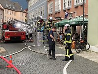 Bild: Feuerwehr&uuml;bung in der Bad Langensalzaer Altstadt