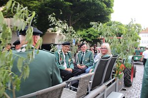 Festumzug mit fr&ouml;hlichen Menschen