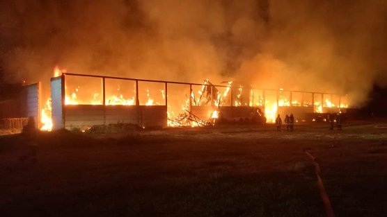 Die Lagerhalle bei Altengottern brannte vollst&auml;ndig aus (Foto: Landespolizeiinspektion Nordhausen)