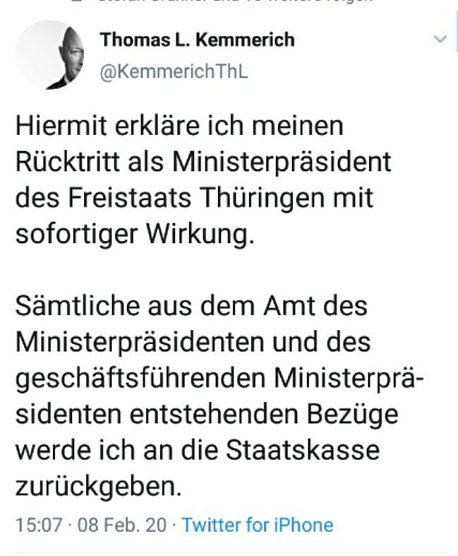 Rücktritt von Kemmerich (Foto: Radio Artern) Rücktritt von Kemmerich (Foto: Radio Artern)