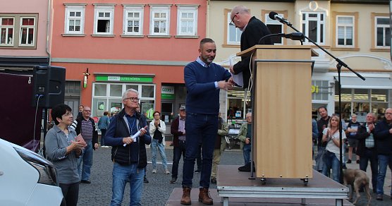 Protagonisten des heutigen Nachmittags: Petra Schn&uuml;rch, Volker P&ouml;hler, Matthias Reinz und Enrico Esche (Foto: oas)