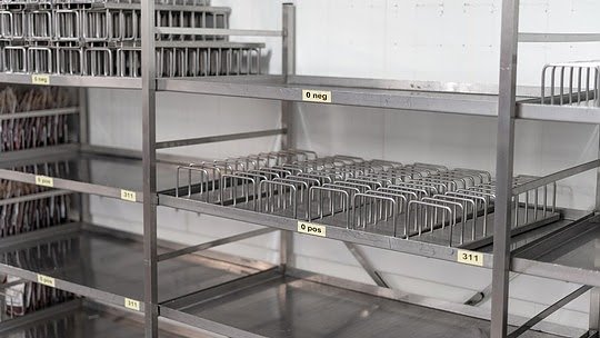 Leere Blutkonservenregale (Foto: DRK)