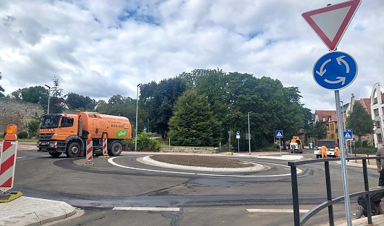 Der Kreisel Pfortenteich wird heute frei gegeben (Foto:  &copy; Stadt M&uuml;hlhausen)