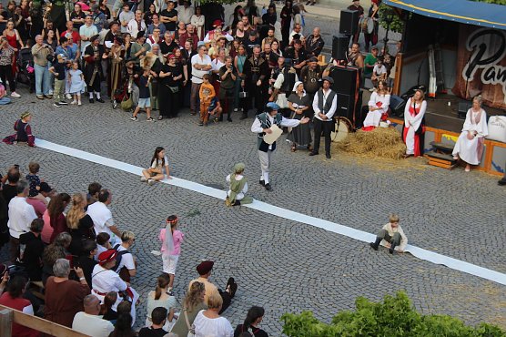 B&uuml;rgermeister Reinz schreitet drei&szlig;ig Meter Vorschl&auml;ge ab (Foto: Eva Maria Wiegand)