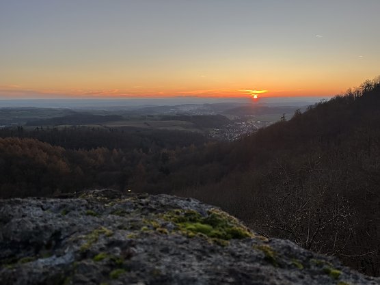 Sonnenuntergang am "Unteren Bielstein bei Ilfeld  (Foto: B&auml;rbel Gebhardt)