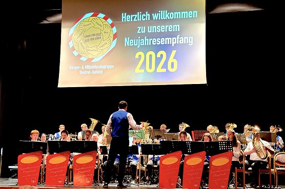 Das Jugendblasorchester Nägelstedt beim Neujahrsempfang 2026 (Foto: emw) Das Jugendblasorchester Nägelstedt beim Neujahrsempfang 2026 (Foto: emw)