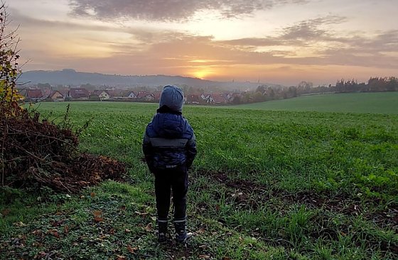 Bild: Sonnenaufgang, heute bei Nordhausen
