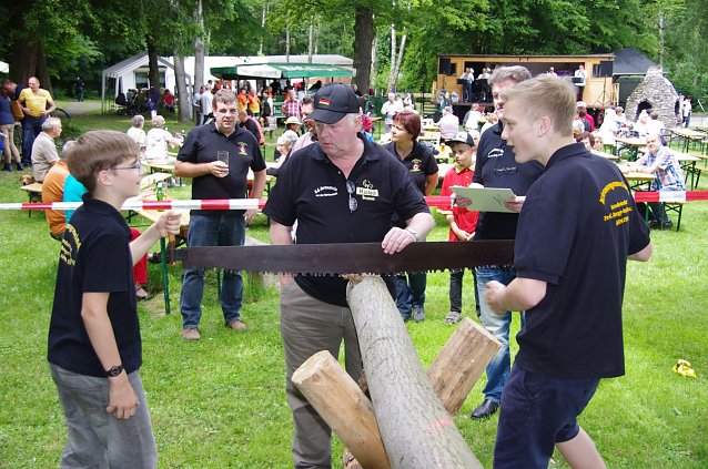 Bild: Das Holzs&auml;gen ist ein traditioneller Wettbewerb der M&uuml;hlh&auml;user Holzfahrt.