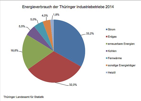 Bild: Energieverbrauch der Th&uuml;ringer Industriebetriebe 2014