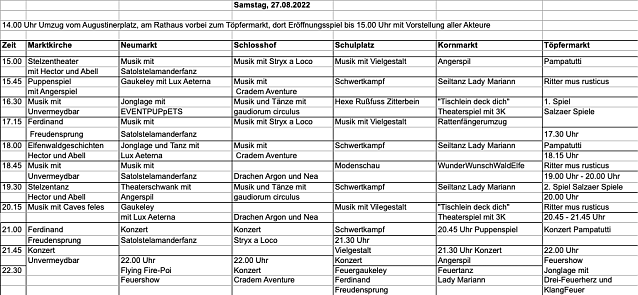 Bild: Die Veranstaltungen am Samstag