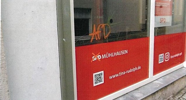 Bild: Beschmiertes Fenster in M&uuml;hlhausen