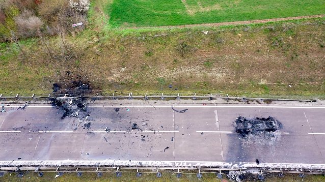 Bild: Unfallstelle in Luftaufnahme