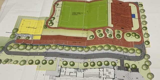 Bild: Baupl&auml;ne f&uuml;r die Au&szlig;enanlage der Salza-Halle