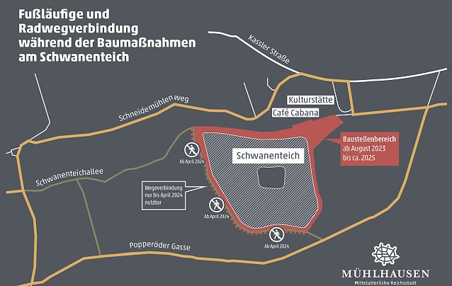 Bild: Lageplan der Bauarbeiten am Schwanenteich