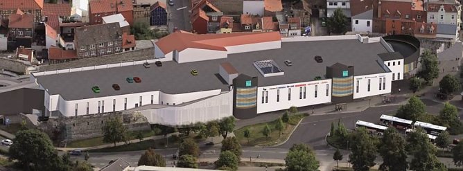 Ansicht der revitalisierten Burggalerie aus der Vogelperspektive (Foto: Ruge & Messerschmidt Architekten)