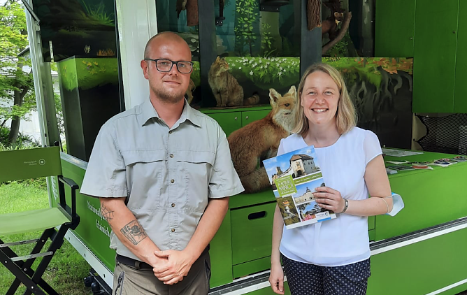 Hagen Heidenreich und Nancy Krug auf der BUGA 2021 (Foto: Tourist Information M&uuml;hlhausen)