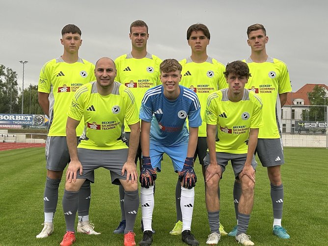 Hinten von links: Tobi Biniok, Leon Schleip, Cuno Johannes, Tim Wei&szlig;enborn Vorne von links: Elshan Aliyev, Diego Schuchardt, Wendelin Fischer (Foto: FSV Preu&szlig;en)