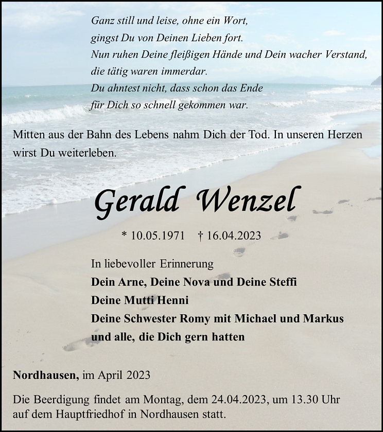 Traueranzeige (Foto: Schade)