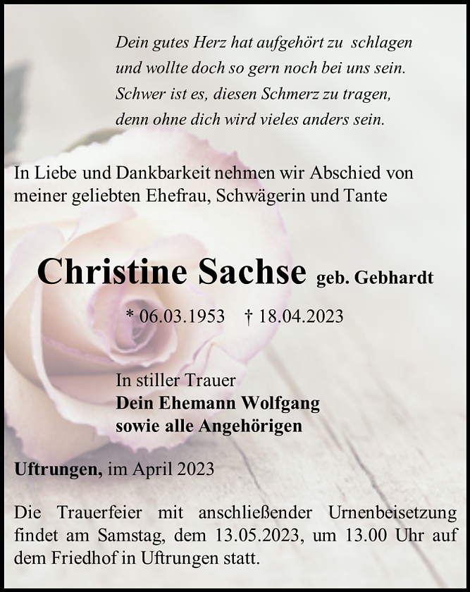 Traueranzeige (Foto: Schade)