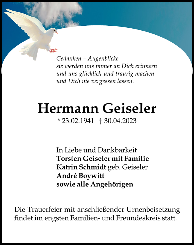 Traueranzeige (Foto: Schade)