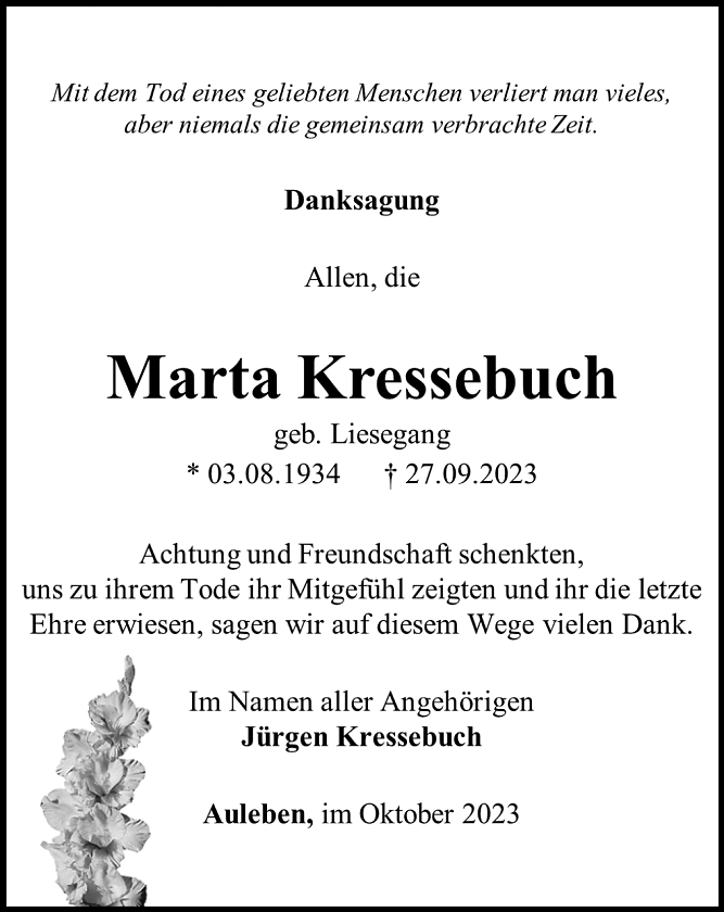 Danksagung (Foto: Bestattungshaus Eckhard Schade)