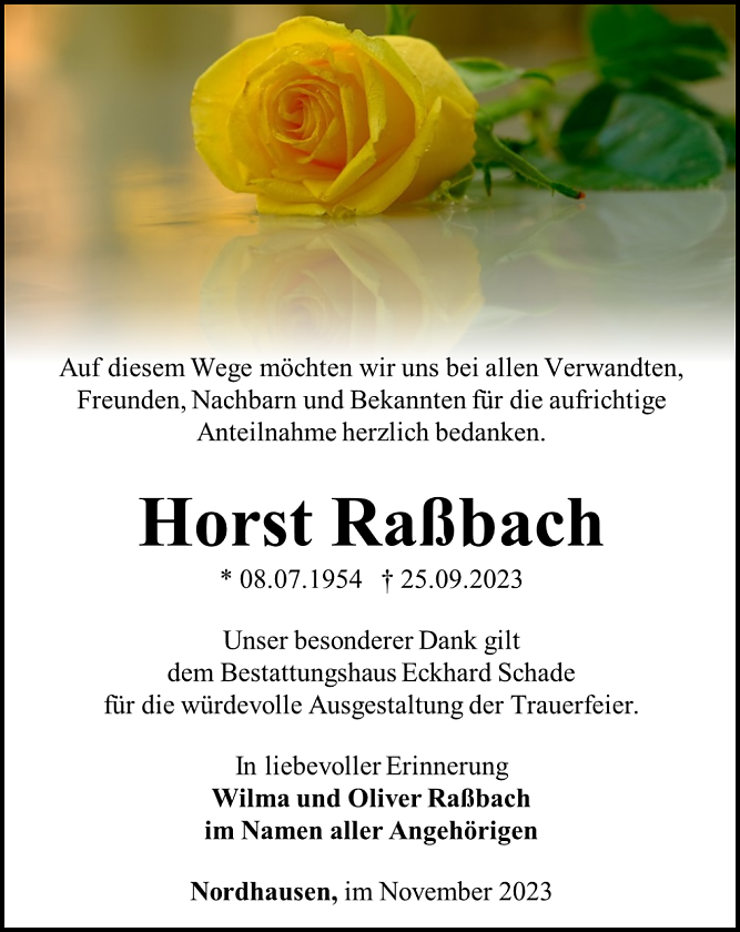 Danksagung (Foto: Bestattungshaus Schade)