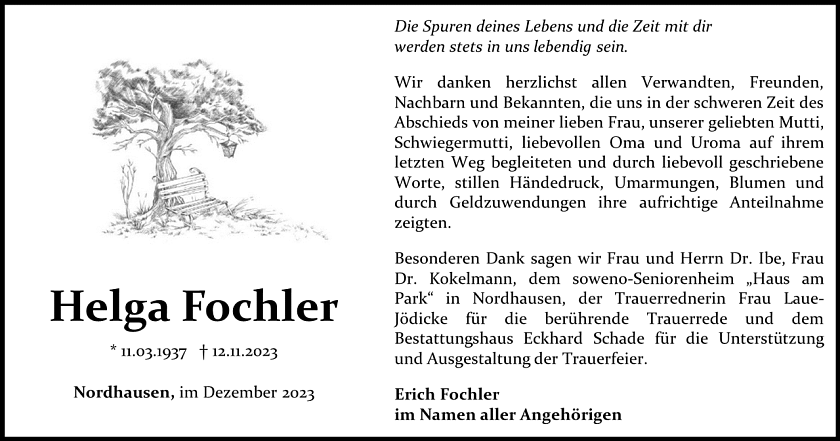 Danksagung (Foto: Bestattungshaus Eckhard Schade)