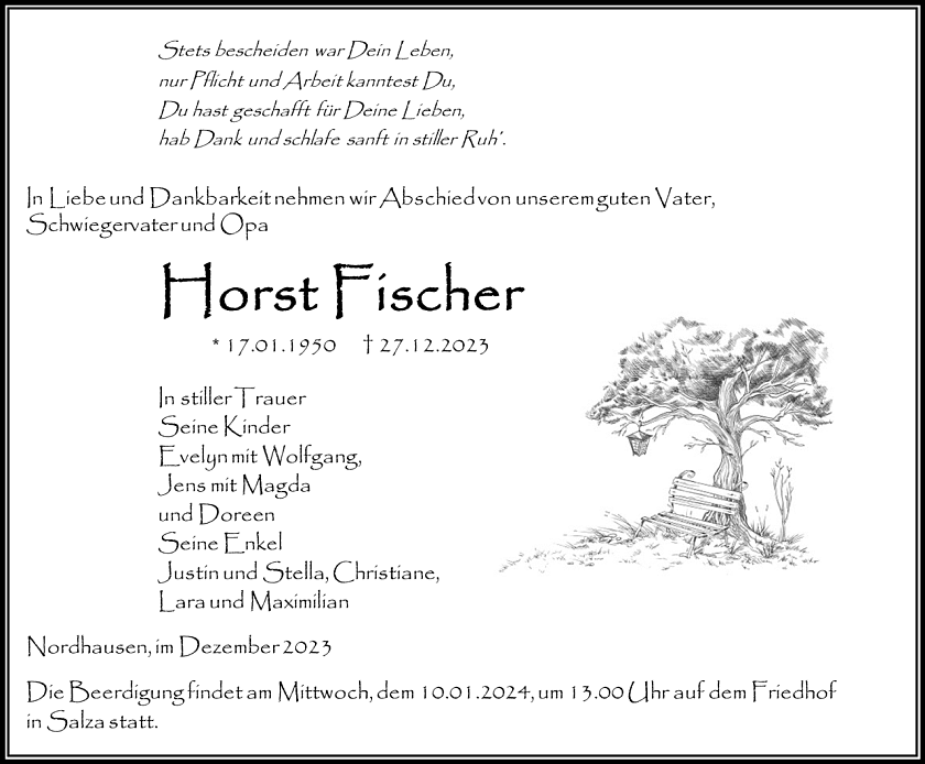 Traueranzeige (Foto: Bestattungshaus E. Schade)