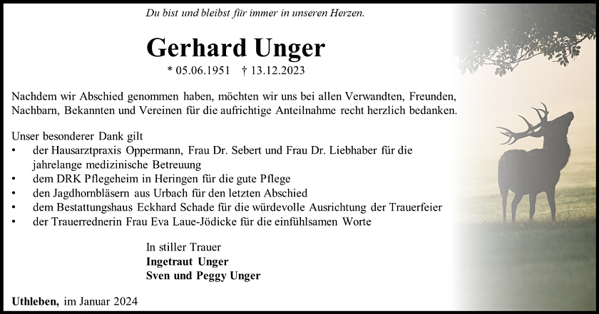 Dabksagung Gerhard Unger (Foto: Bestattungshaus Eckhard Schade)