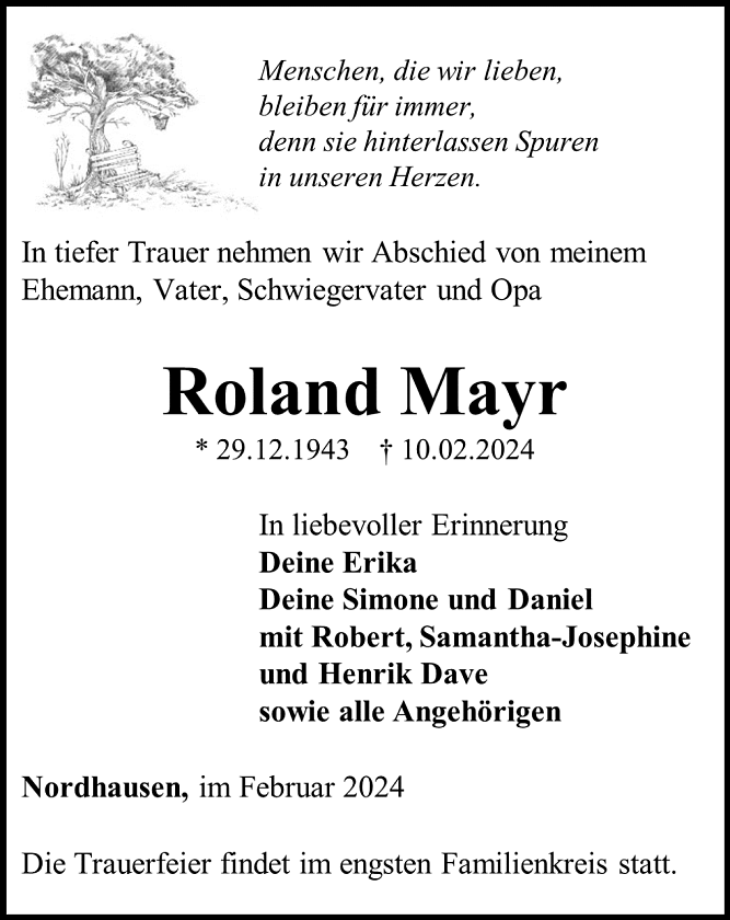 Traueranzeige (Foto: Bestattungshaus Schade)