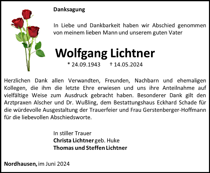 Danksagung (Foto: Bestattungshaus Schade)