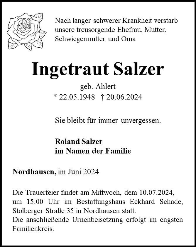 Traueranzeige (Foto: Schade)