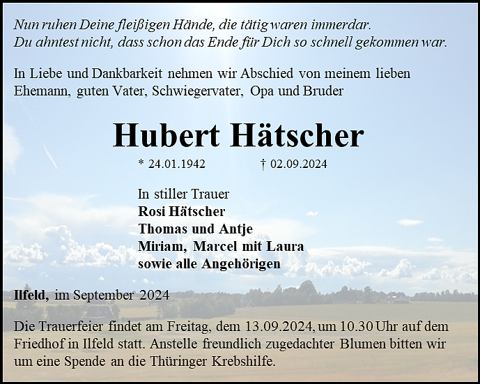 Traueranzeige (Foto: Bestattungshaus Eckhard Schade )