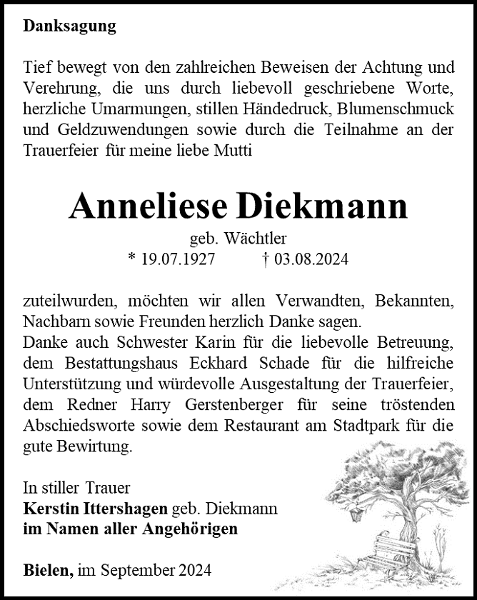 Danksagung (Foto: Bestattungshaus Schade)