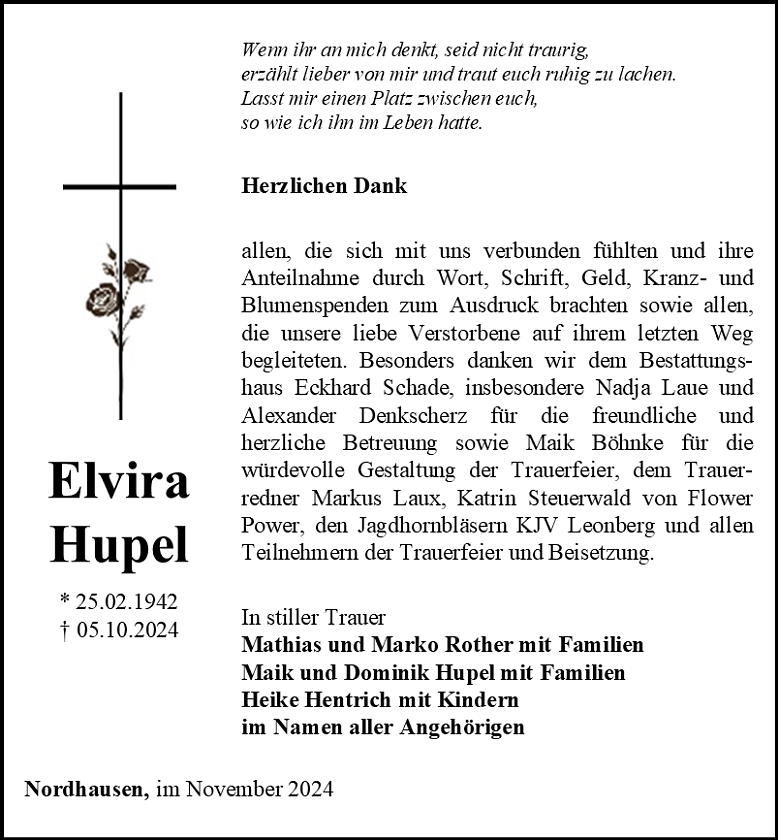 Danksagung (Foto: Bestattungshaus Eckhard Schade)