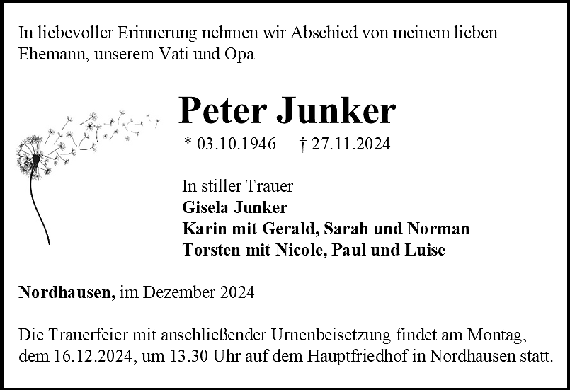 Traueranzeige (Foto: Bestattungshaus Eckhard Schade)