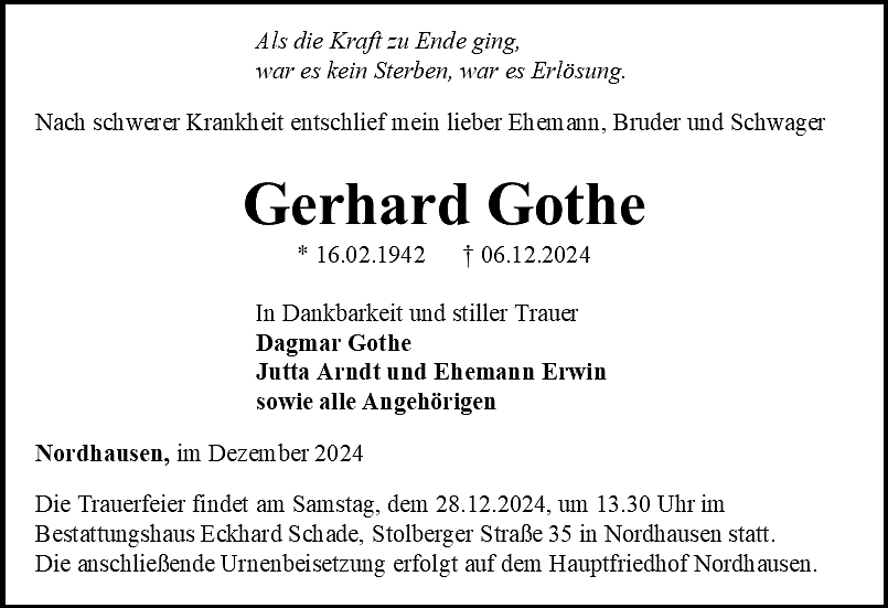 Traueranzeige (Foto: Bestattungshaus Eckhard Schade)