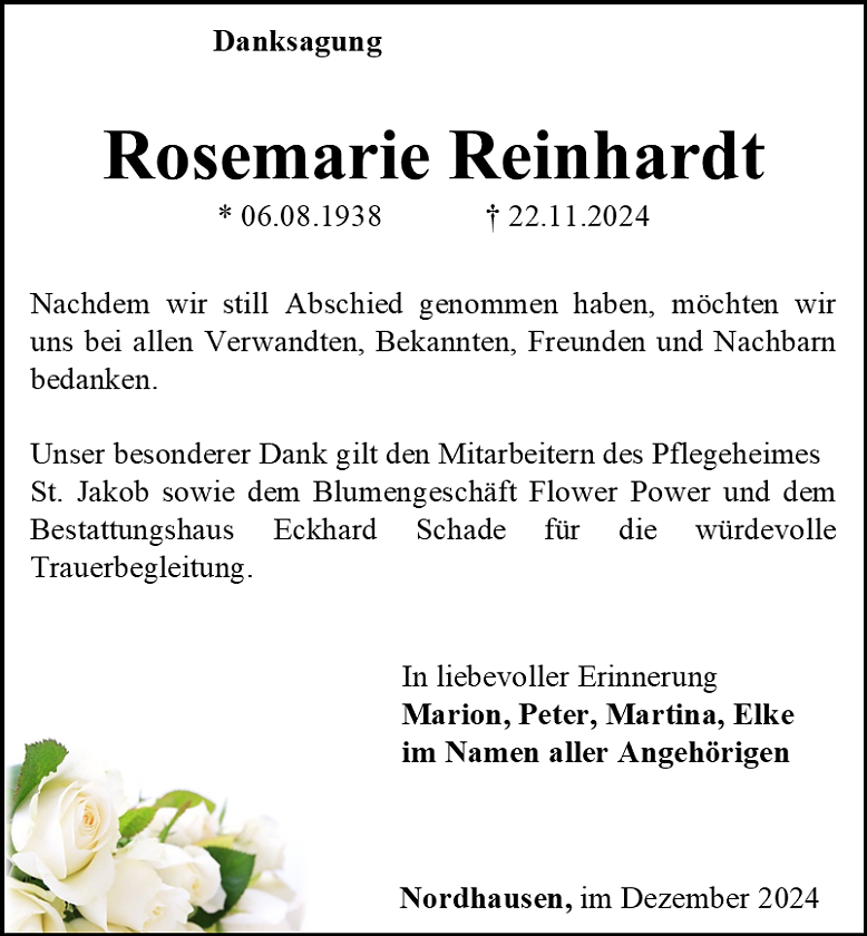 Danksagung (Foto: Bestattungshaus Eckhard Schade)