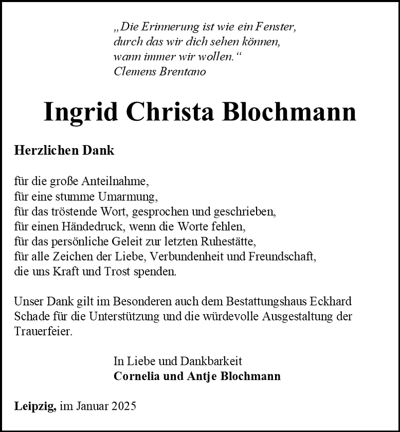 Danksagung (Foto: Bestattungshaus Eckhard Schade)