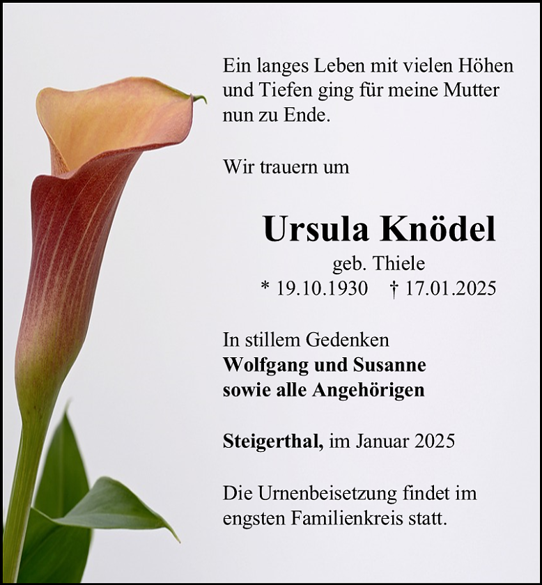 Traueranzeige (Foto: Bestattungshaus Schade)