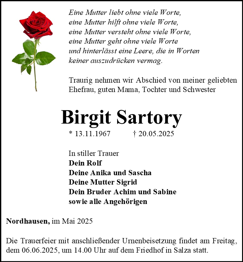 Traueranzeige (Foto: Bestattungshaus Schade)