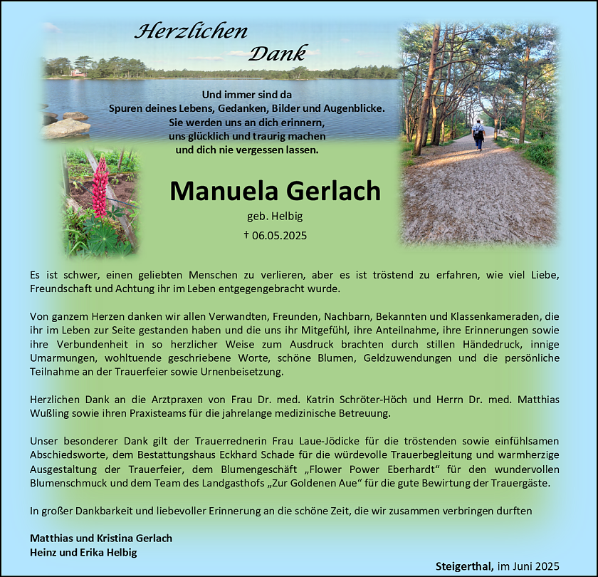 Danksagung (Foto: Bestattungshaus Schade)