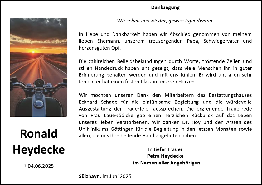 Danksagung (Foto: Bestattungshaus Schade)