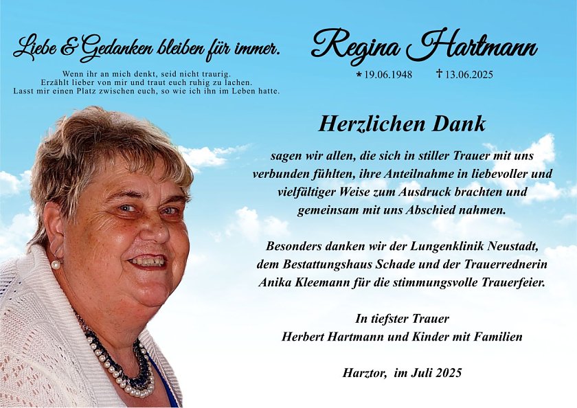 Danksagung  (Foto: Bestattungshaus Eckhard Schade )