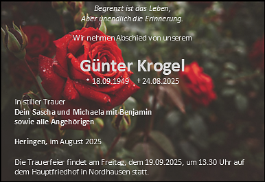 Traueranzeige (Foto: Schade)