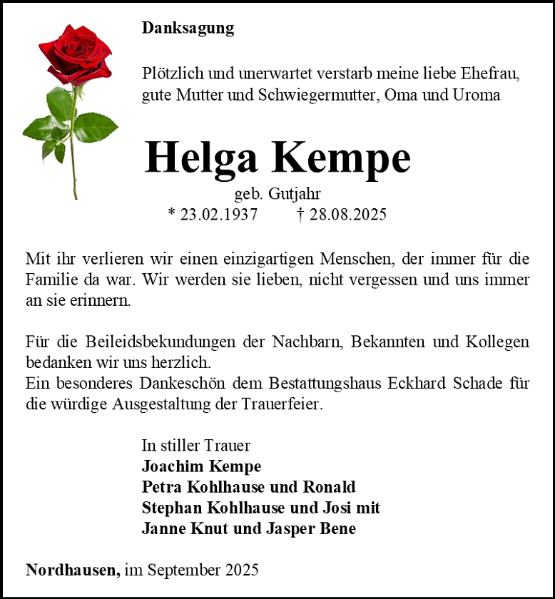 Danksagung (Foto: Schade)