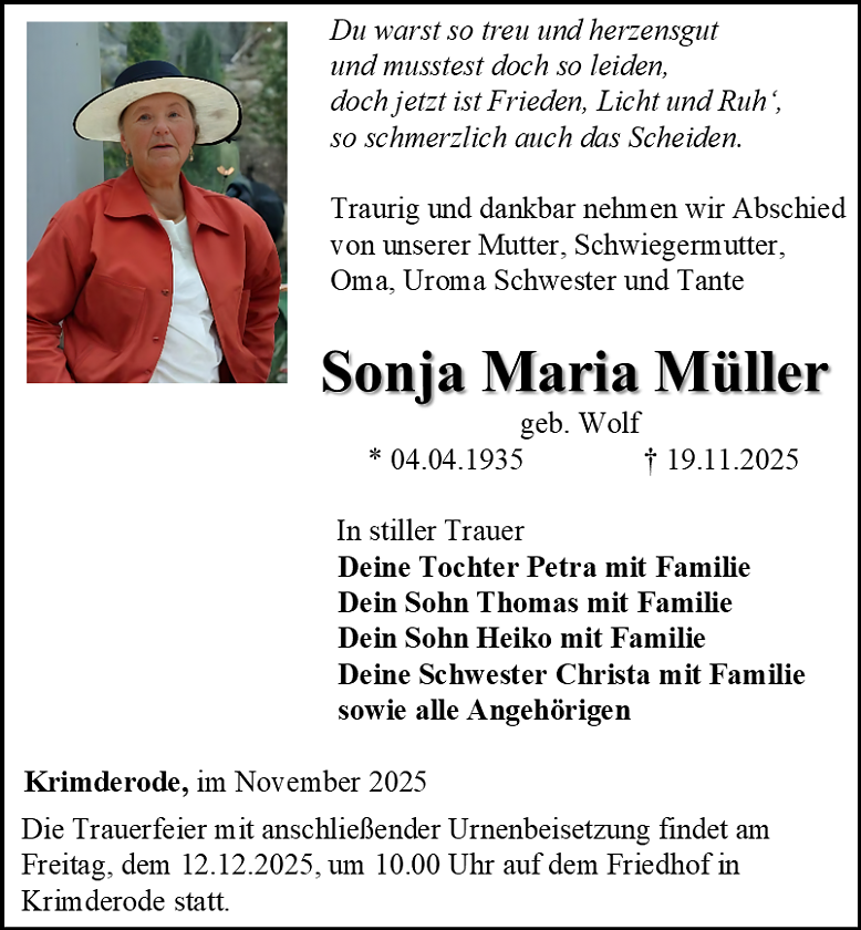 Traueranzeige (Foto: Schade)