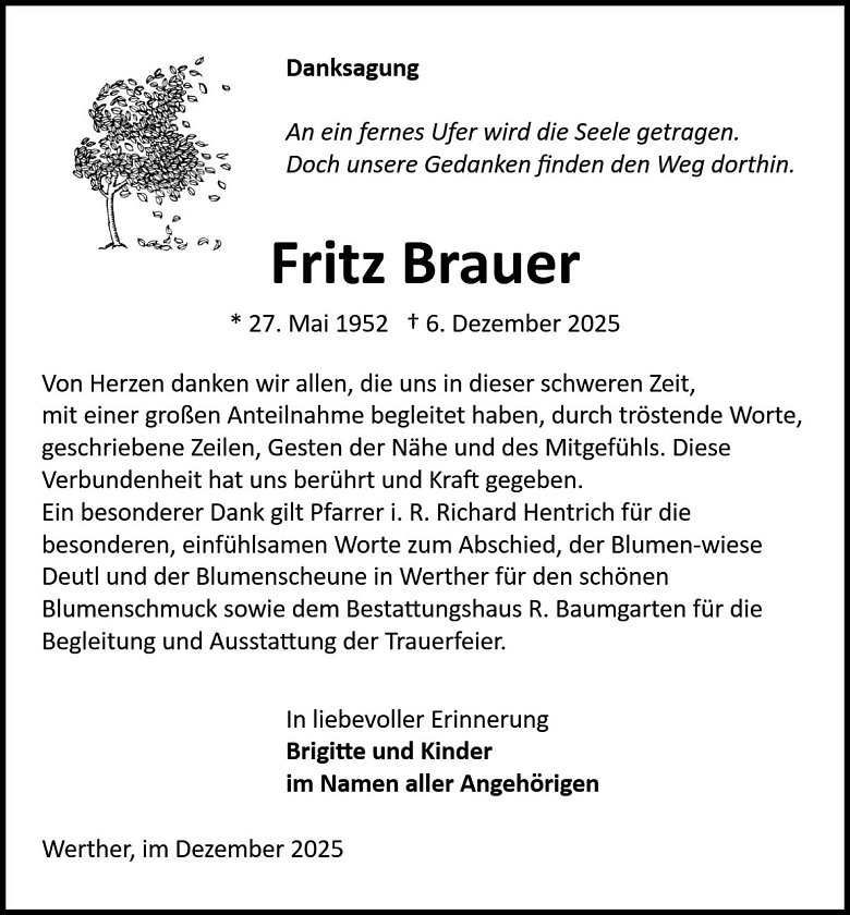 Danksagung (Foto: Bestattung Baumgarten)